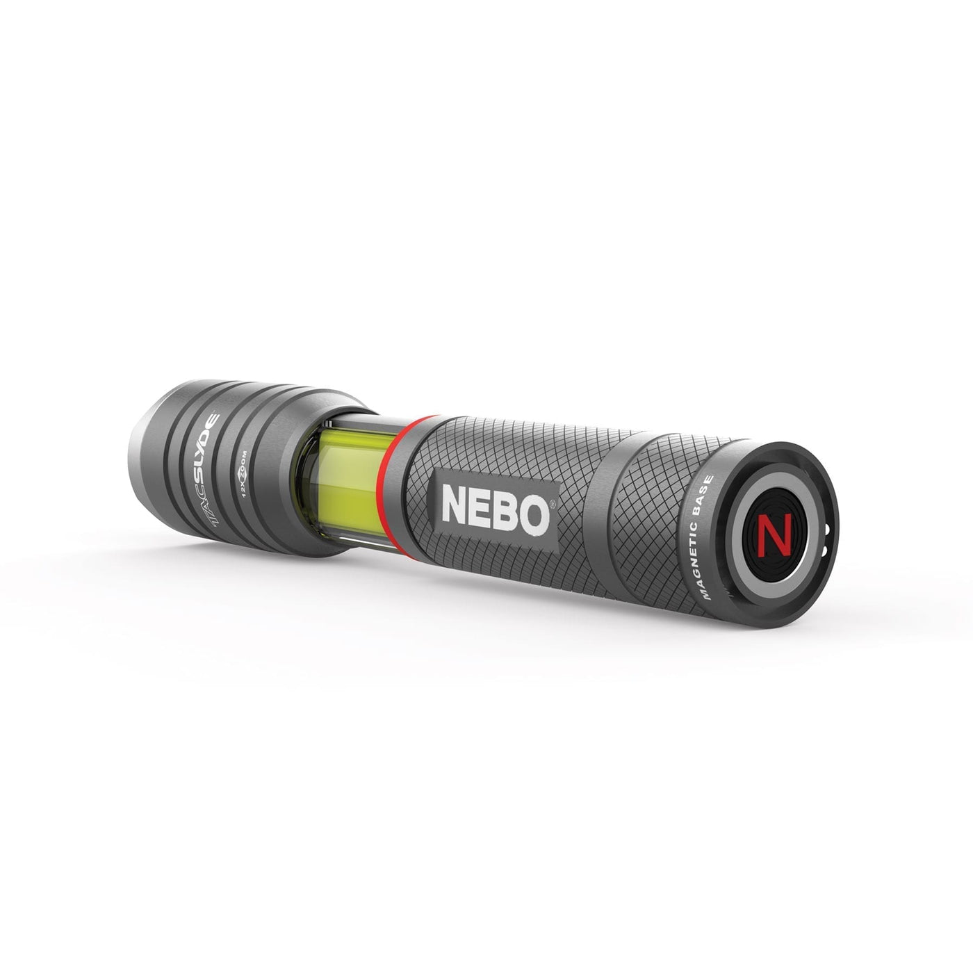 At Nebo Tools, we continually innovate so that we can offer the highest quality LED lighting products at the best price. The Tac Slyde™ features a 300 lumen flashlight with 12x adjustable zoom and 5 light modes. A COB lantern feature with 3 light modes, including emergency red flash, is also available upon extension of the light. A powerful magnetic base provides convenient hands-free lighting, and the lanyard helps keep this light handy when you need it most.