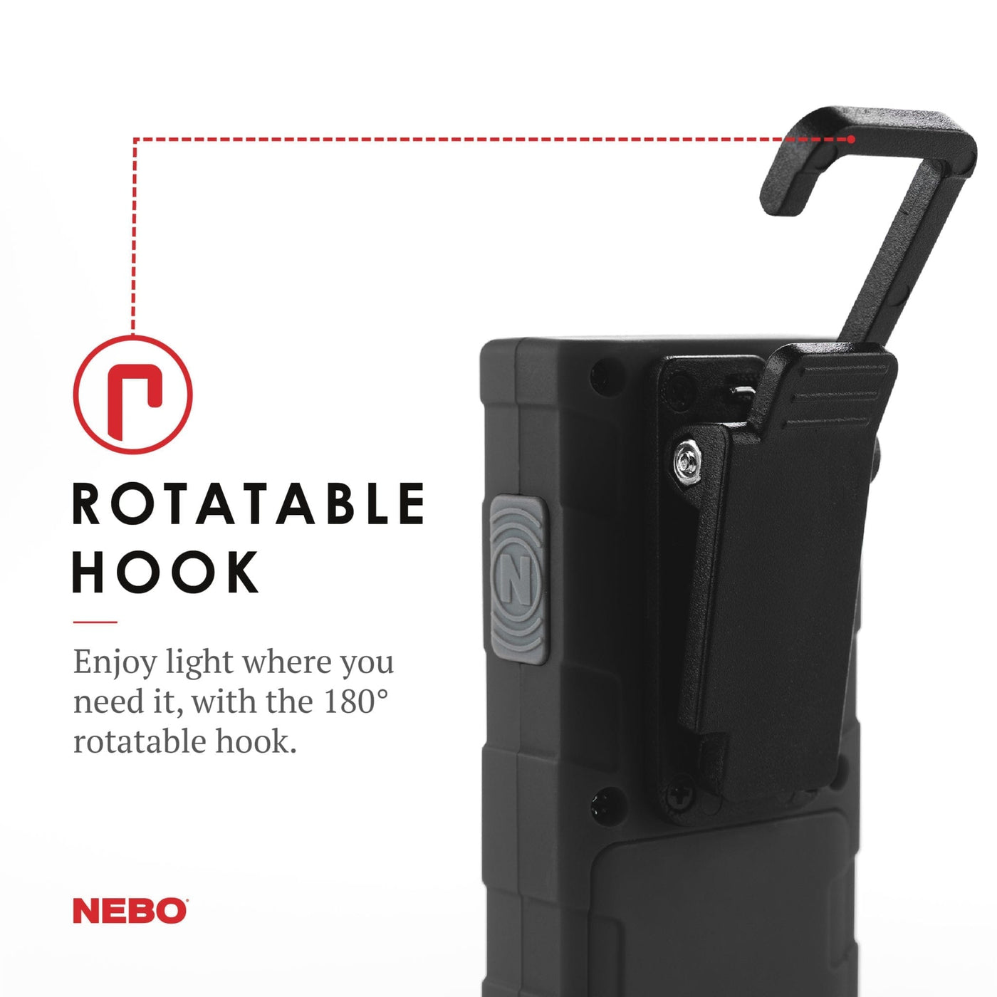 At Nebo Tools, we continually innovate so that we can offer the highest quality LED lighting products at the best price. The TiNO is a thin, ergonomic pocket light that features a 300 lumen spot light and a 250 lumen COB work light. Equipped with full dimming and Power Memory Recall, the TiNO also features a pocket clip, collapsible hanging hook and powerful magnetic base for convenient hands-free lighting.