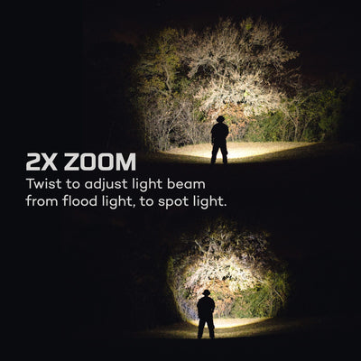 At Nebo Tools, we continually innovate so that we can offer the highest quality LED lighting products at the best price. Rechargeable, waterproof and extremely powerful, the 12K torch can twist to adjust light beam from flood light to spot light. The 5 impressive light modes are seamlessly transitioned through Smart Power Control. The backlit button serves as a power, battery and charging indicator. This torch can can charged using a USB charger and/or powerbank.