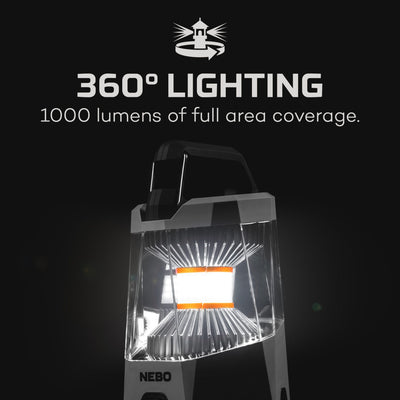 At Nebo Tools, we continually innovate so that we can offer the highest quality LED lighting products at the best price. The Galileo™ 1000 FLEX lantern by NEBO is a rechargeable, 1000 lumen lantern with 5 light modes featuring USB A output connector for powering or charging most USB devices. A carabiner-style handle is included for convenient and secure carrying.