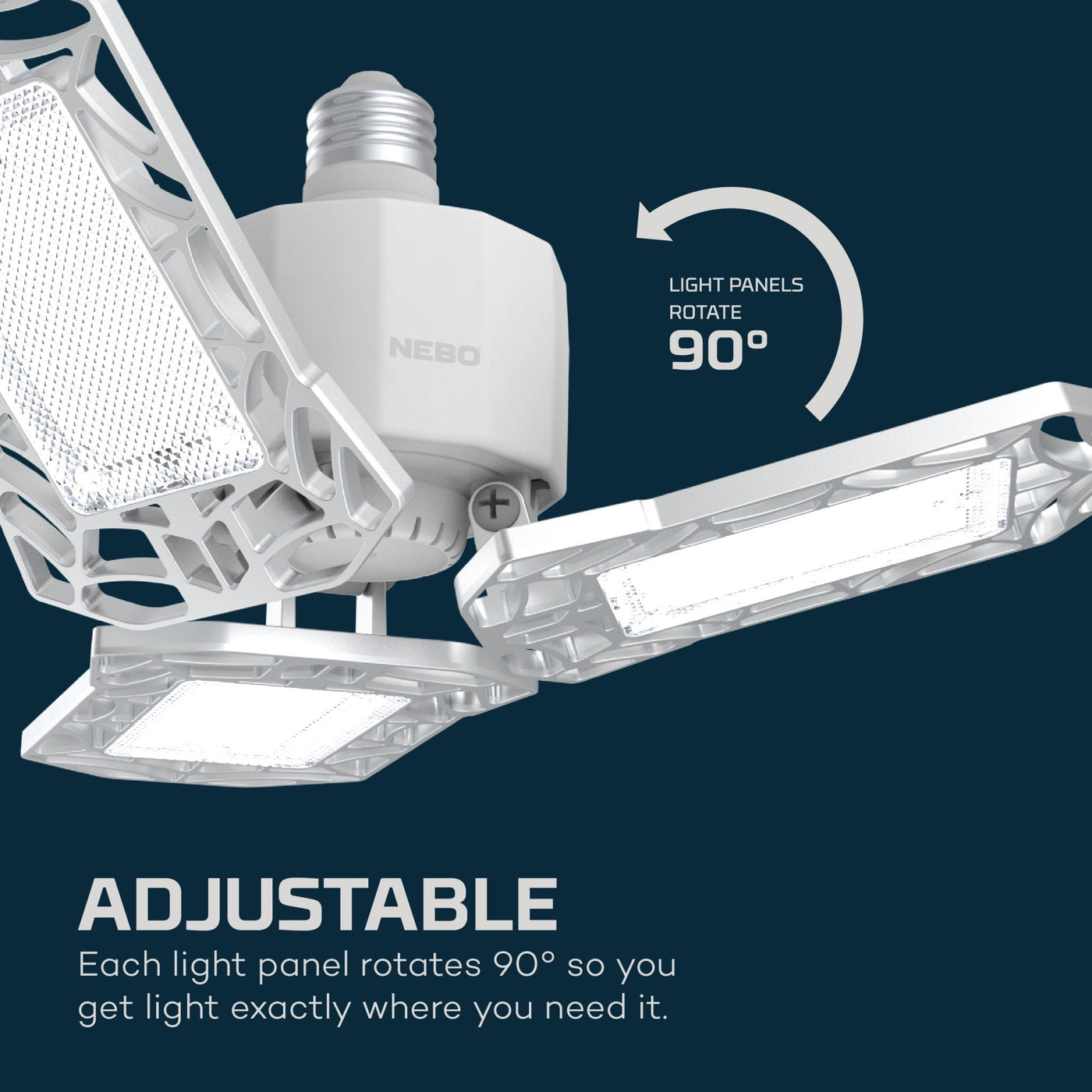 At Nebo Tools, we continually innovate so that we can offer the highest quality LED lighting products at the best price. The NEBO HIGH BRIGHT 6,000 is a powerfully bright, 6,000 lumen light that fits in any standard non-recessed light socket.