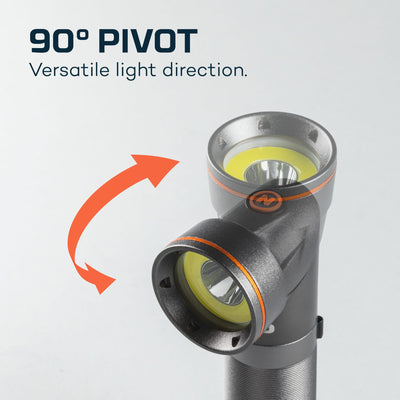 At Nebo Tools, we continually innovate so that we can offer the highest quality LED lighting products at the best price. The Franklin™ Pivot by NEBO features a high-powered 300 lumen COB LED flashlight and COB LED work light, 90° pivoting head, and a powerful magnetic base. The included battery allows for up to 30 hours of operation in between charges.