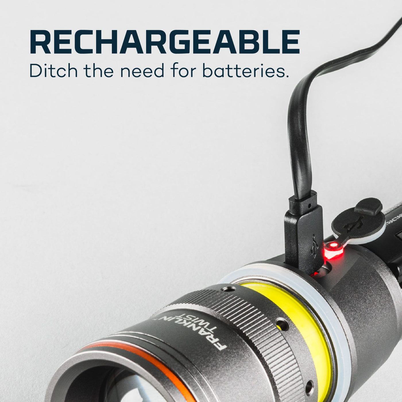 At Nebo Tools, we continually innovate so that we can offer the highest quality LED lighting products at the best price. The Franklin™ Twist by NEBO is a powerful rechargeable handheld flashlight and work light with 3 light modes. The TWIST features an ARCUS COB LED ring that acts as a task light or lantern and the powerful LED chip in the flashlight can shine up to 89 meters away. The included battery allows for up to 26 hours of operation in between charges.